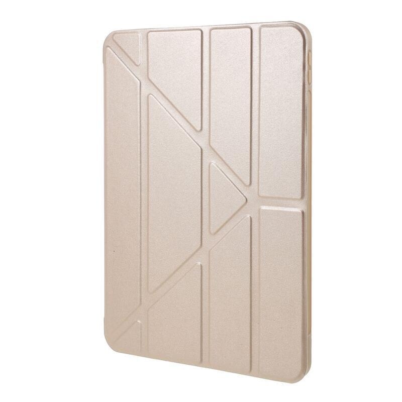 Origami összecsukható PU bőr pénztárca tok iPad Air (2020)/Air (2022) tablethez - világosbarna színben