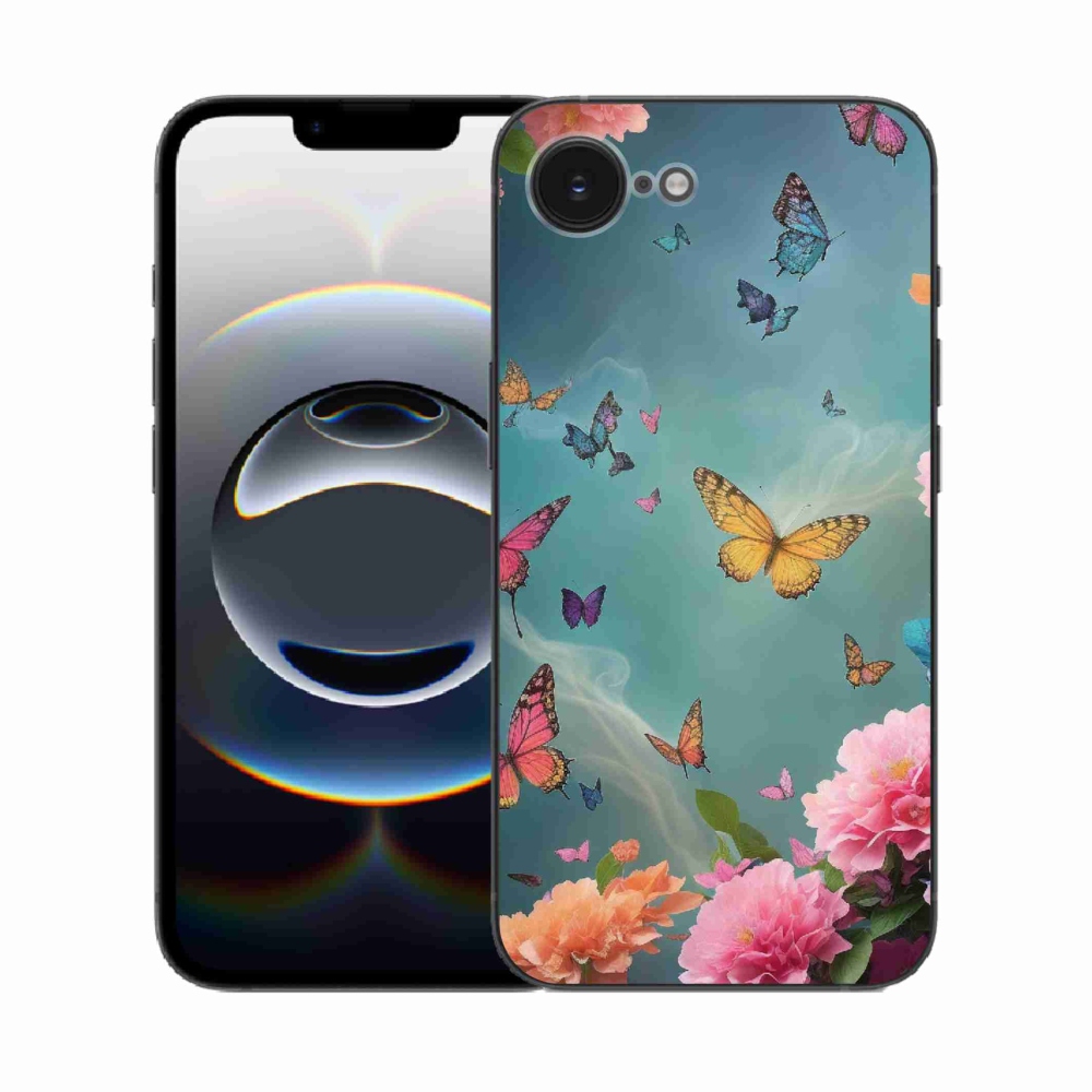 Gél borítás mmCase iPhone 16e készülékhez - színes virágok és pillangók