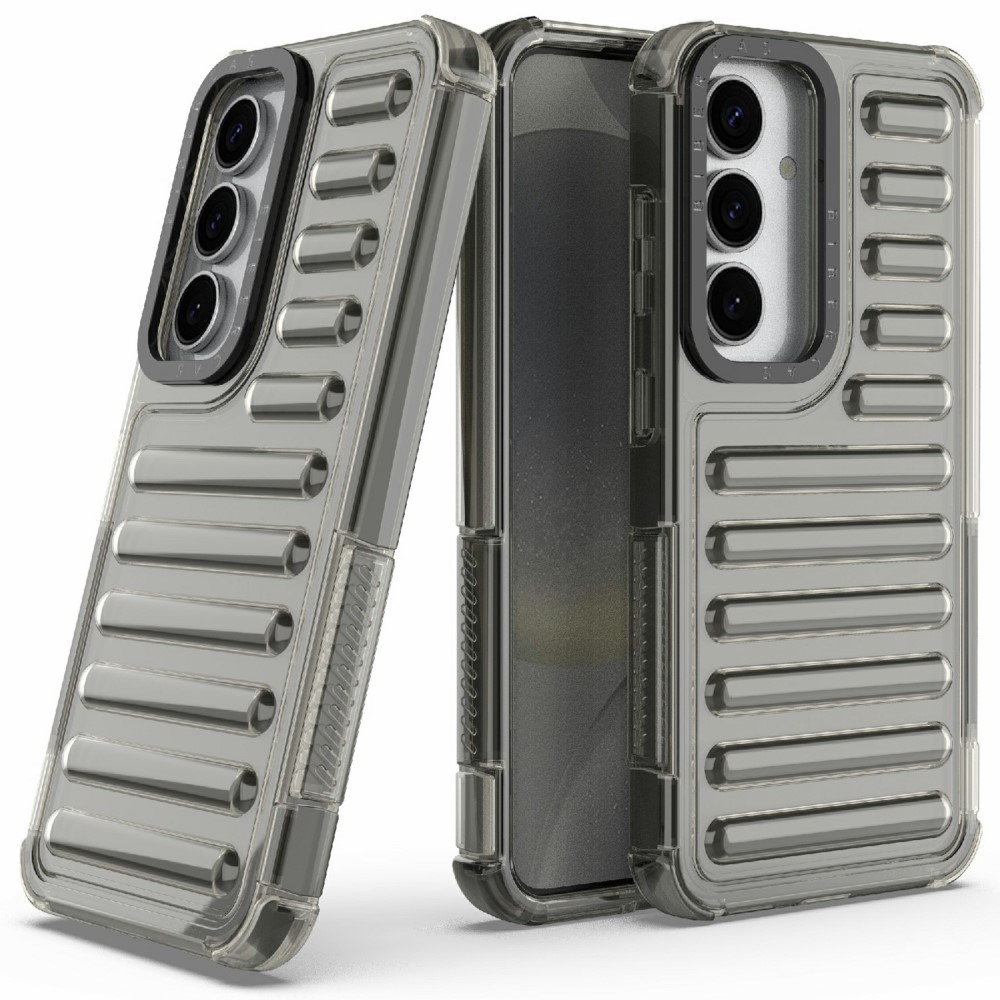 Csíkos tartós borító Samsung Galaxy S25 készülékhez - szürke