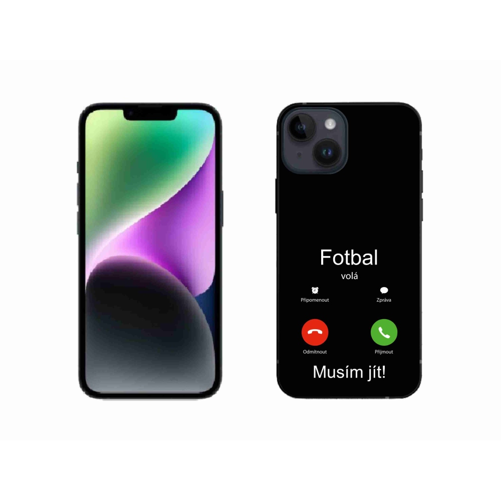 Gél borítás mmCase iPhone 14 készülékhez - futballhívások fekete háttérrel