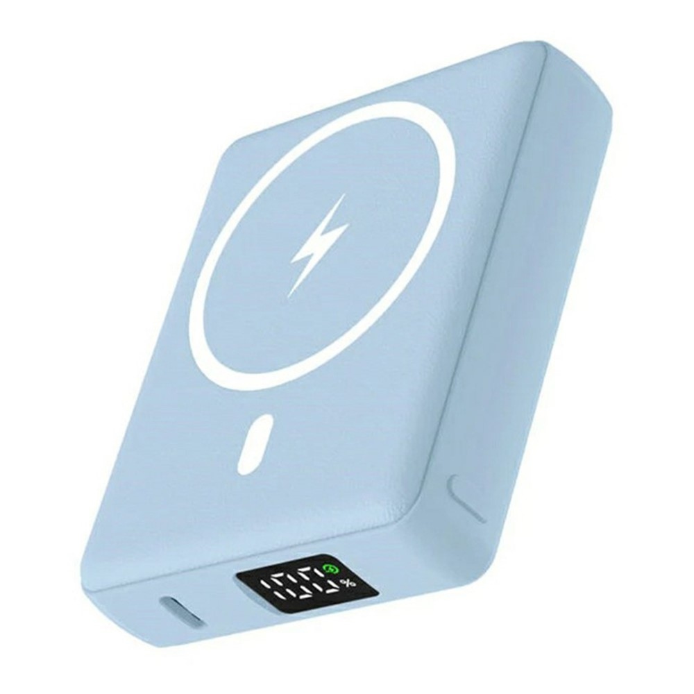 E42A Mágneses Külső Hordozható Akkumulátor 10000 mAh Vezeték Nélküli Töltéssel - Kék