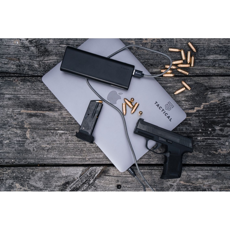 Taktikai gyorskötél aramid kábel USB-A/USB-C 2m szürke