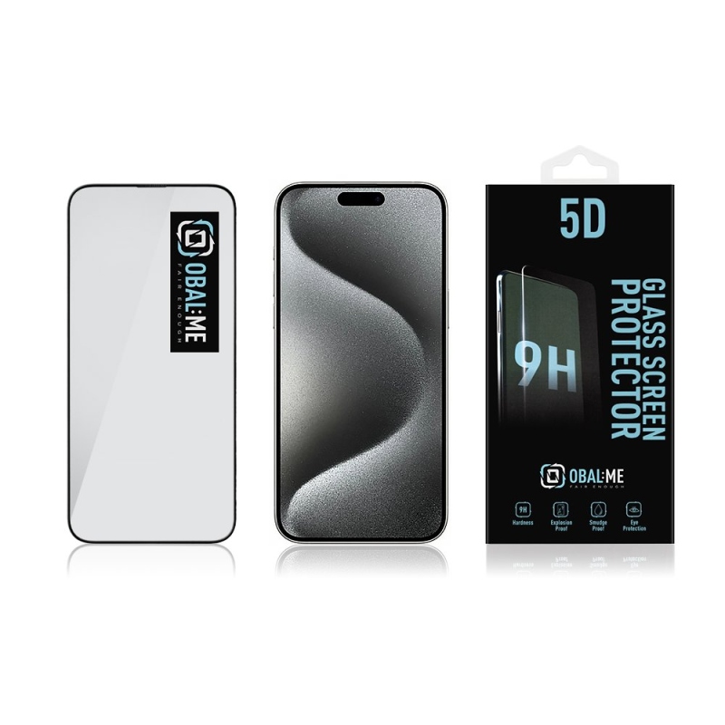 CSOMAG:ME 5D edzett üveg Apple iPhone 15 Pro Max-hoz Fekete