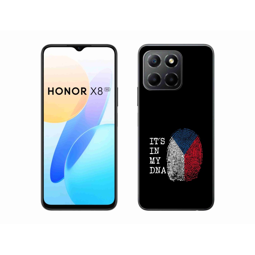 Gél borítás mmCase a Honor X8 5G/Honor 70 Lite 5G számára - Zászlós ujjlenyomat fekete háttérrel