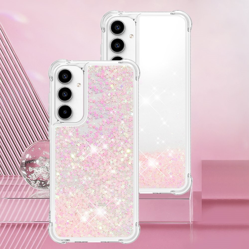 Glitter zselés homokóra tok Samsung Galaxy A35 5G - rózsaszín / csillagok