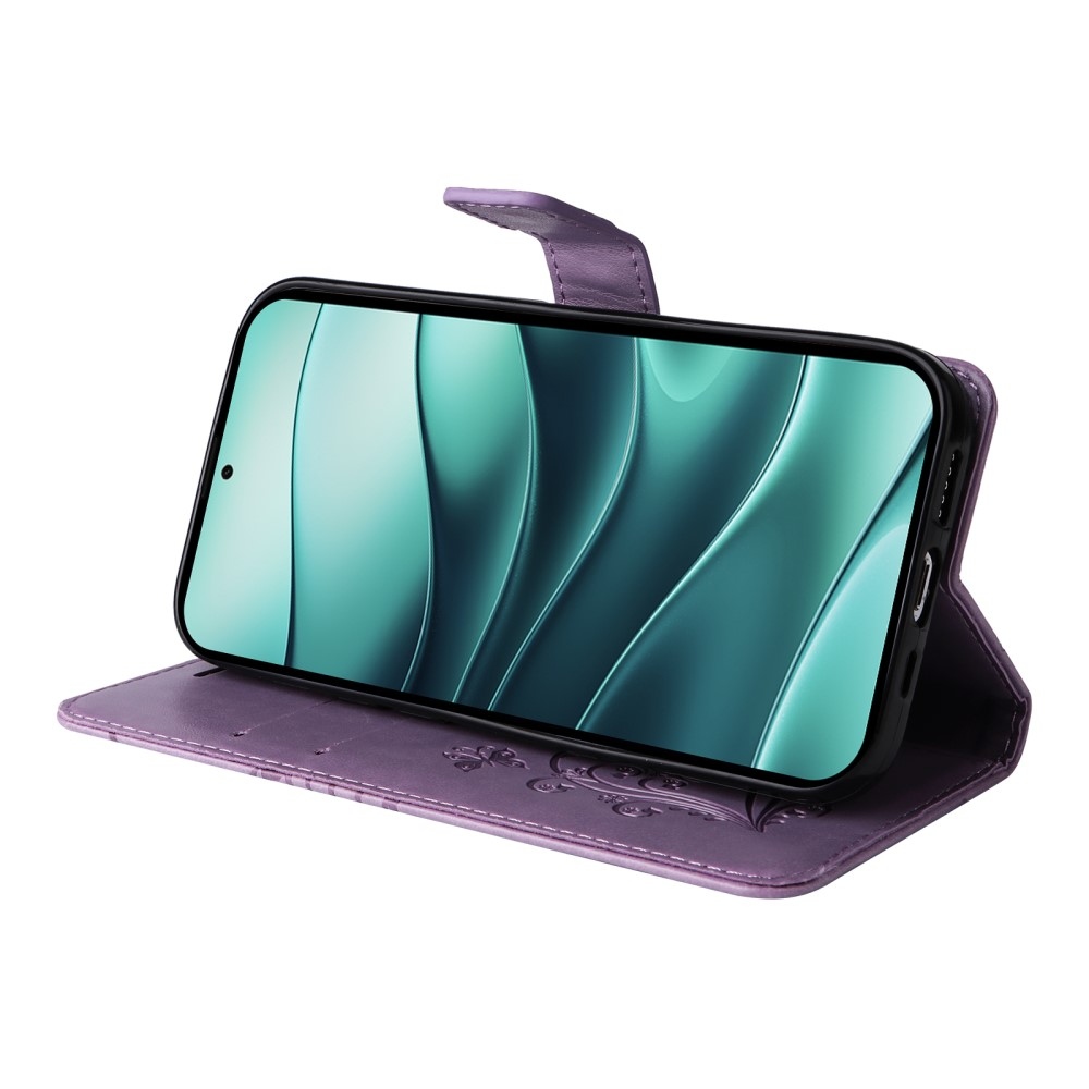 Nagy pillangó könyv tok a Xiaomi Redmi Note 14 5G-hez - lila