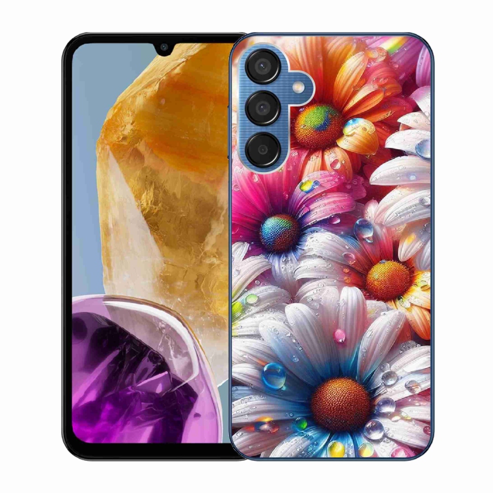 Zselés borítás mmCase Samsung Galaxy M15 5G - színes margarétákhoz