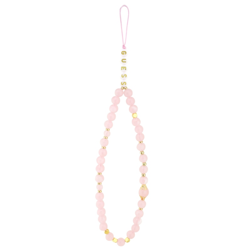 Guess PU 4G fém logós fém pánt hátlap iPhone 15 Pro Max rózsaszínű borítóhoz