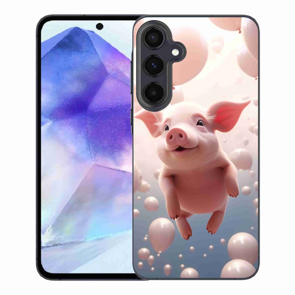 Gél borító mmCase Samsung Galaxy A55 5G - malac lufikkal Samsung Galaxy A55 5G-hez