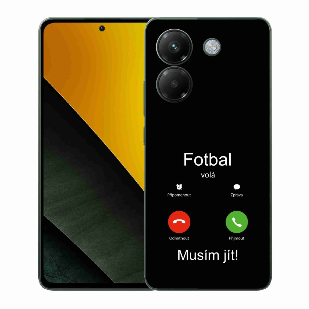 Gél borítás mmCase a Xiaomi Poco M7 Pro 5G-n - futballhívások fekete háttérrel