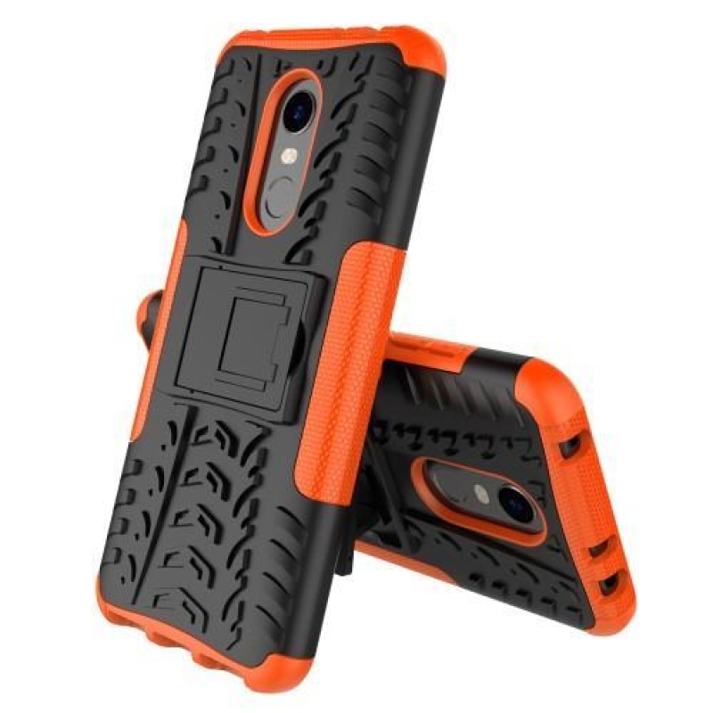 Kültéri tartós hibrid tok állvánnyal Xiaomi Redmi 5 Plus-hoz - narancssárga