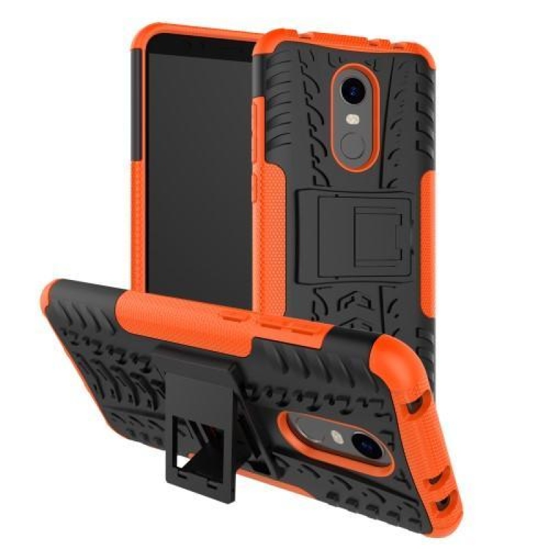 Kültéri tartós hibrid tok állvánnyal Xiaomi Redmi 5 Plus-hoz - narancssárga