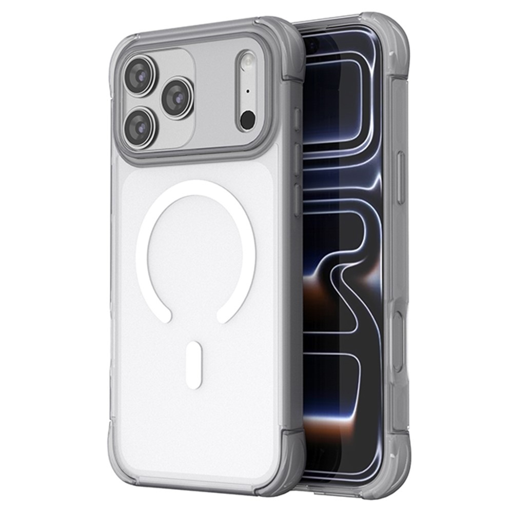 Külső gél tok merev háttámlával és MagSafe-kompatibilis az iPhone 18 Pro Max/17 Pro Max készülékekhez – szürke+fehér