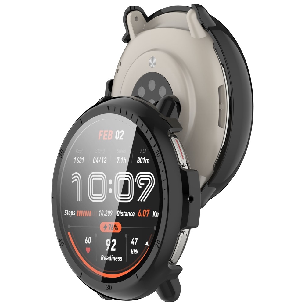 Amazfit Active 2-hez készült műanyag, felcsatolható tok védőüveggel – fekete