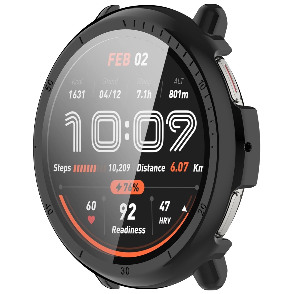 Amazfit Active 2-hez készült műanyag, felcsatolható tok védőüveggel – fekete