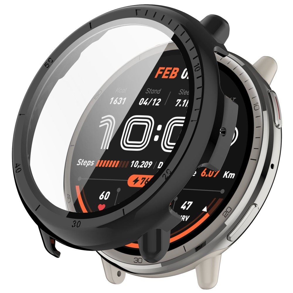 Amazfit Active 2-hez készült műanyag, felcsatolható tok védőüveggel – fekete