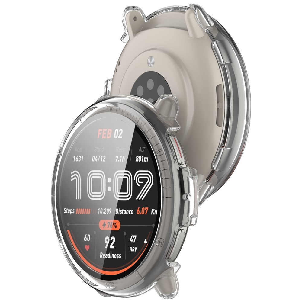 Amazfit Active 2-hez készült műanyag, felcsatolható tok védőüveggel – átlátszó
