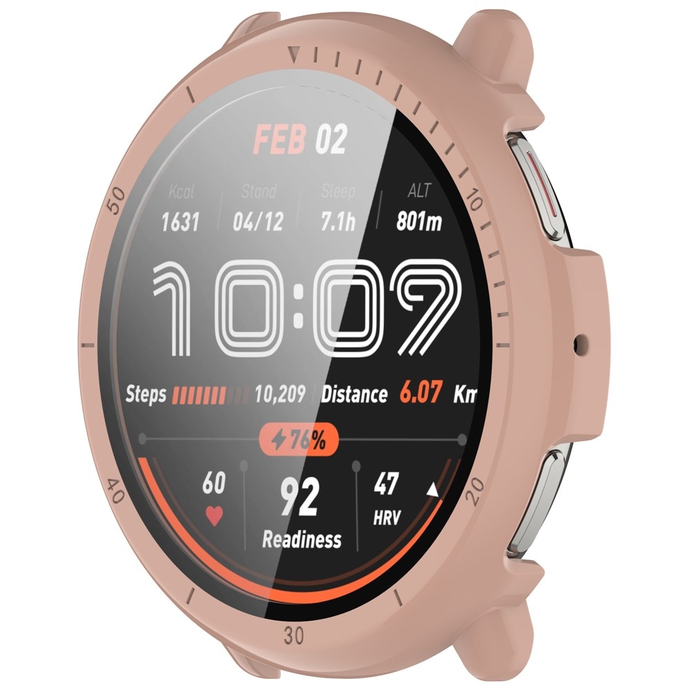 Amazfit Active 2-hez készült műanyag, felcsatolható tok védőüveggel – rózsaszín