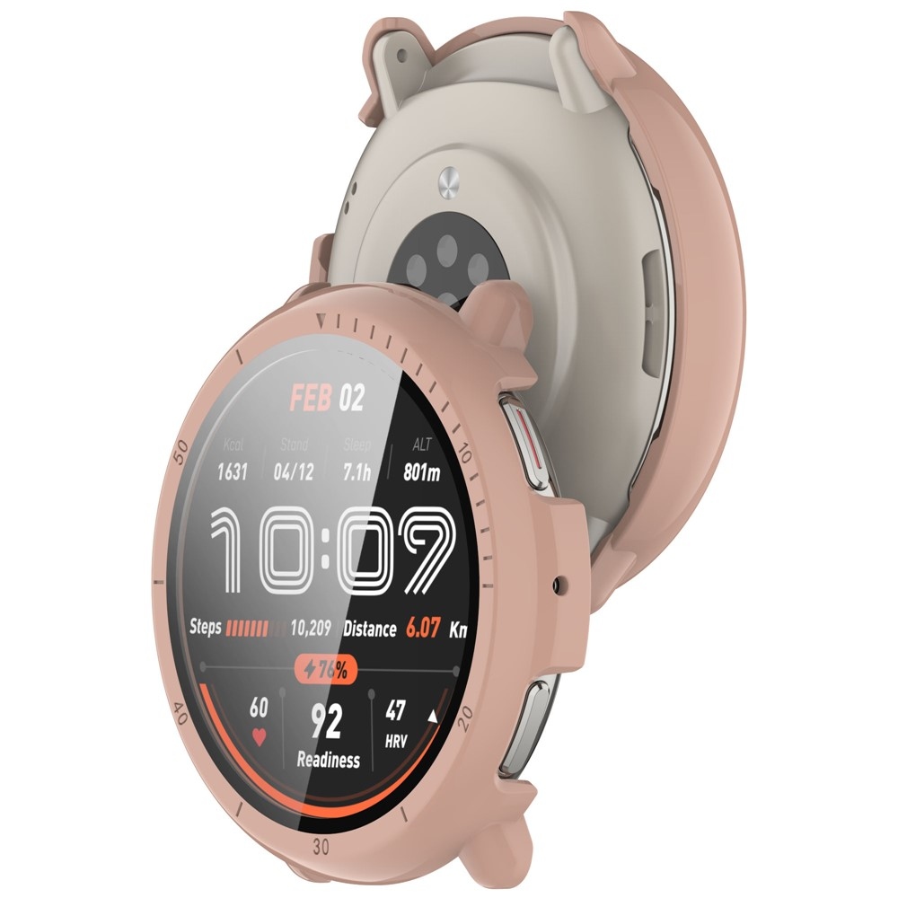 Amazfit Active 2-hez készült műanyag, felcsatolható tok védőüveggel – rózsaszín