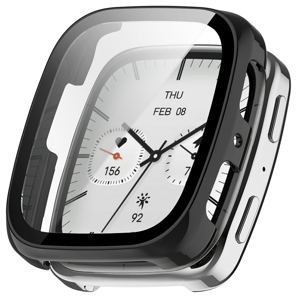 Amazfit Active 2 Square-hez készült műanyag, felcsatolható tok védőüveggel – fekete