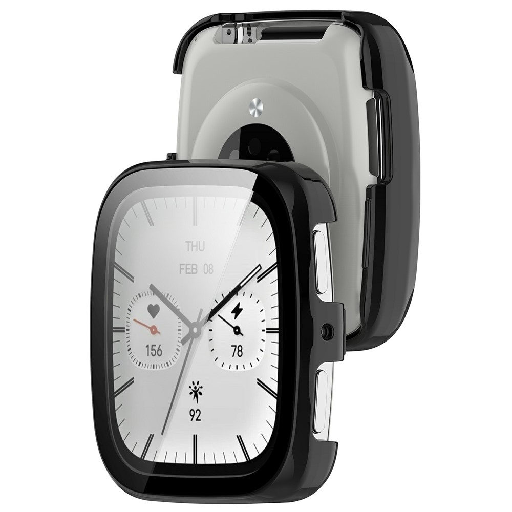 Amazfit Active 2 Square-hez készült műanyag, felcsatolható tok védőüveggel – fekete