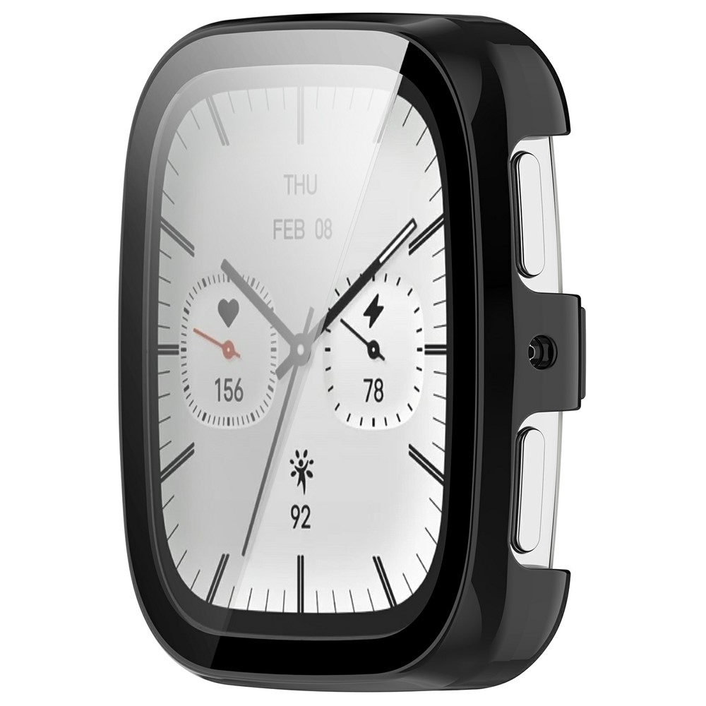 Amazfit Active 2 Square-hez készült műanyag, felcsatolható tok védőüveggel – fekete