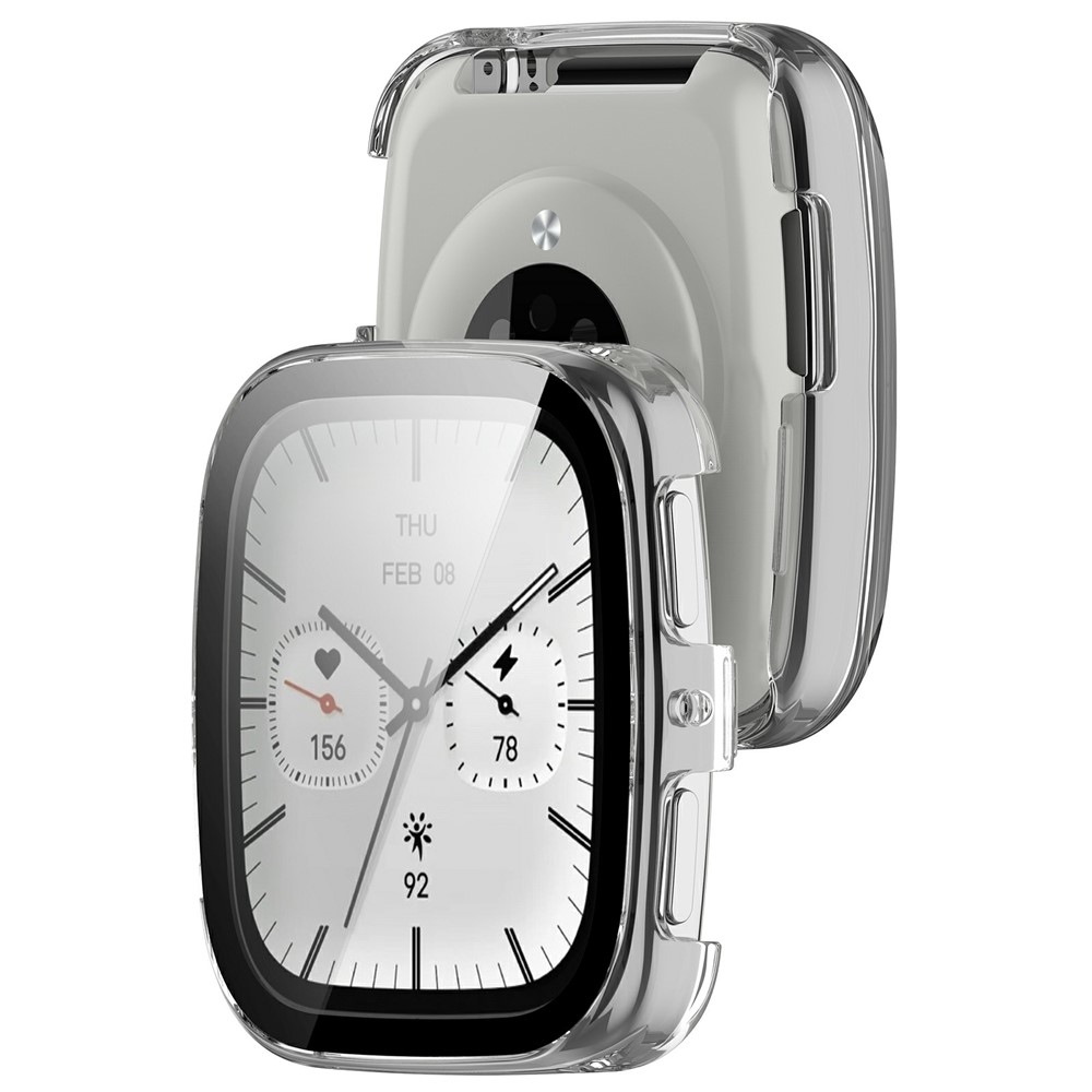 Amazfit Active 2 Square-hez készült műanyag, felcsatolható tok védőüveggel – átlátszó