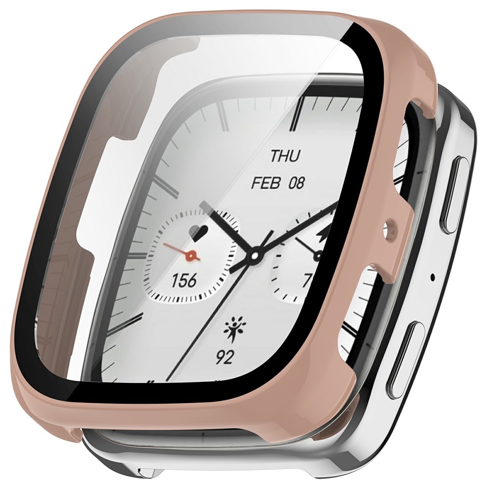 Amazfit Active 2 Square-hez készült műanyag, felcsatolható tok védőüveggel – rózsaszín