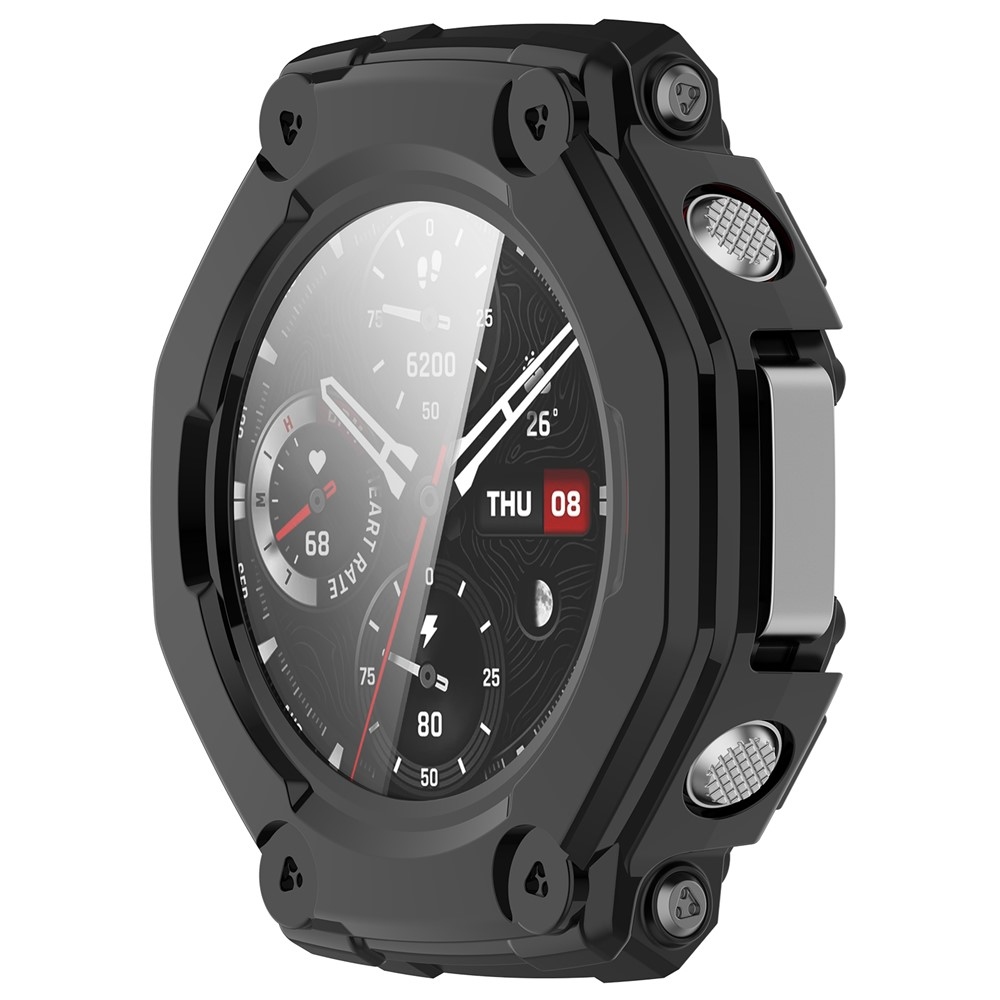 Amazfit T-Rex 3-hoz készült műanyag, felcsatolható tok védőüveggel – fekete