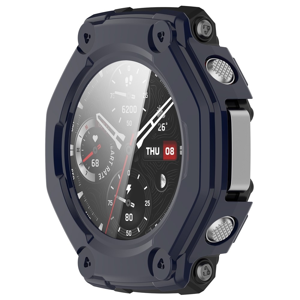 Amazfit T-Rex 3-hoz készült műanyag, felcsatolható tok védőüveggel – kék