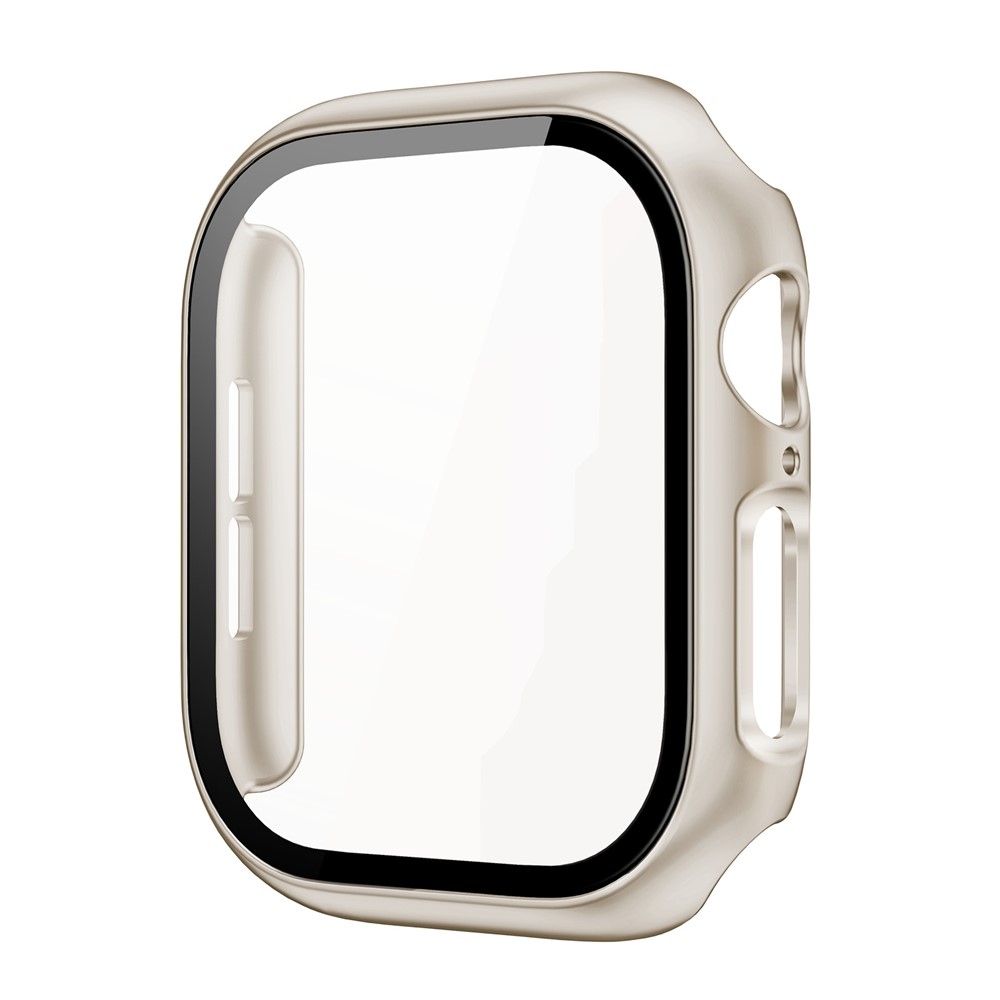 Overall műanyag felcsatolható tok védőüveggel az Apple Watch 12 42 mm-es modellhez – bézs