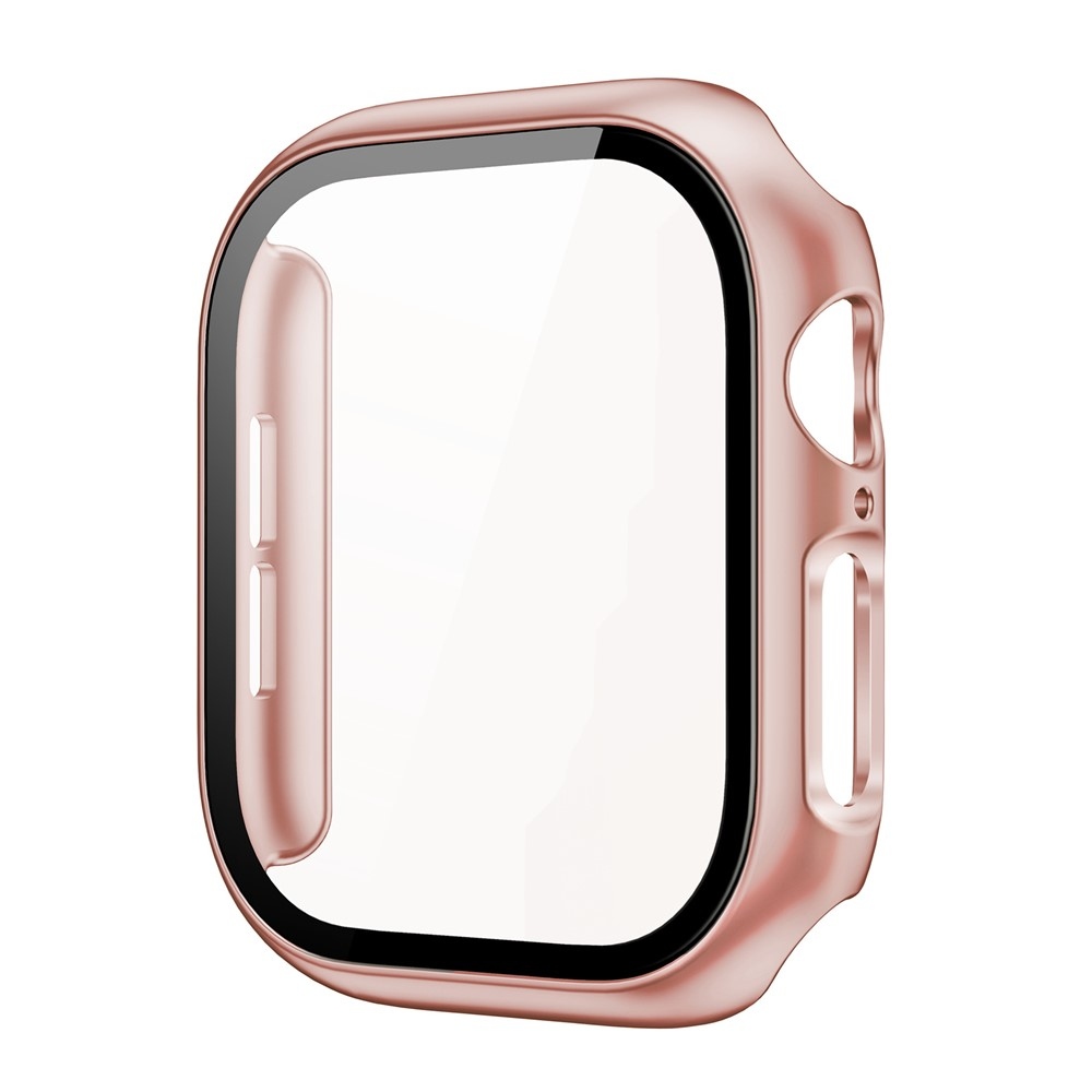 Overall műanyag felcsatolható tok védőüveggel az Apple Watch 12 42 mm-es modellhez – rózsaszín-arany