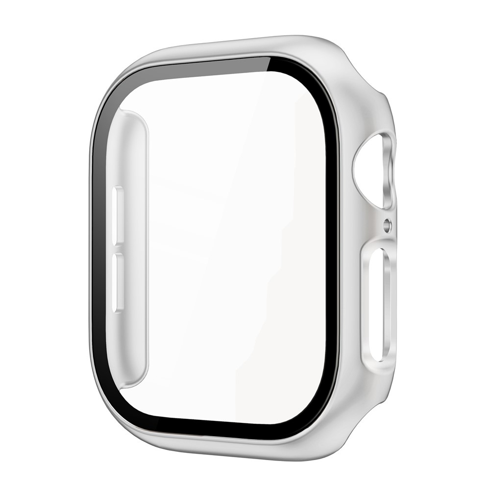 Overall műanyag felcsatolható tok védőüveggel az Apple Watch 12 42 mm-es modellhez – ezüst színű