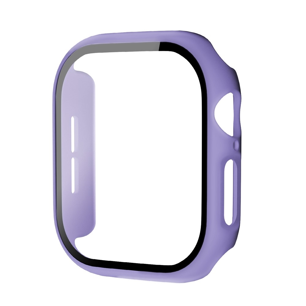 Overall műanyag felcsatolható tok védőüveggel az Apple Watch 12 42 mm-es modellhez – sötétlila