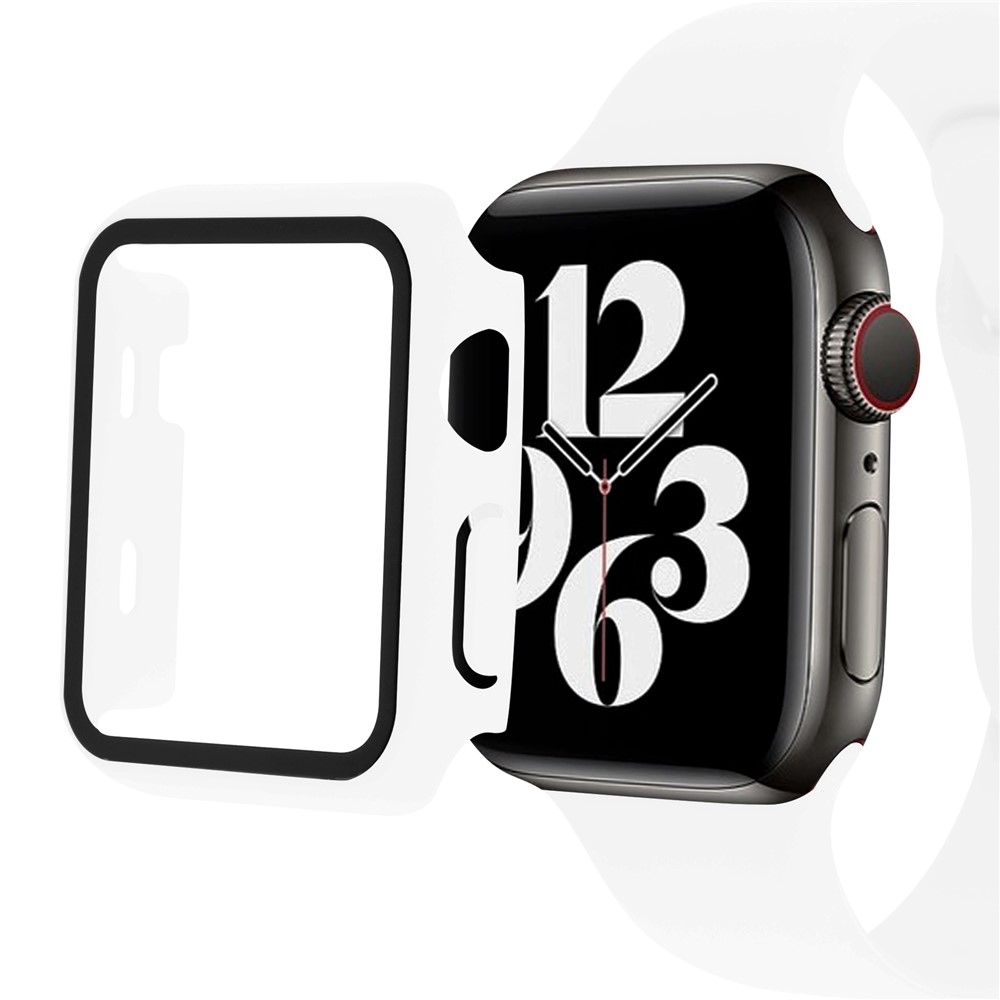 Overall műanyag felcsatolható tok védőüveggel az Apple Watch SE3/SE2/SE1/Watch 6/5/4 40 mm-es modellhez – fehér