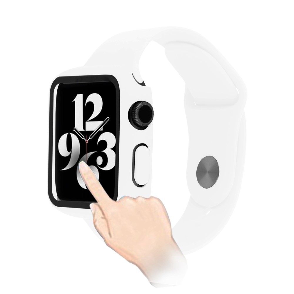 Overall műanyag felcsatolható tok védőüveggel az Apple Watch SE3/SE2/SE1/Watch 6/5/4 40 mm-es modellhez – fehér