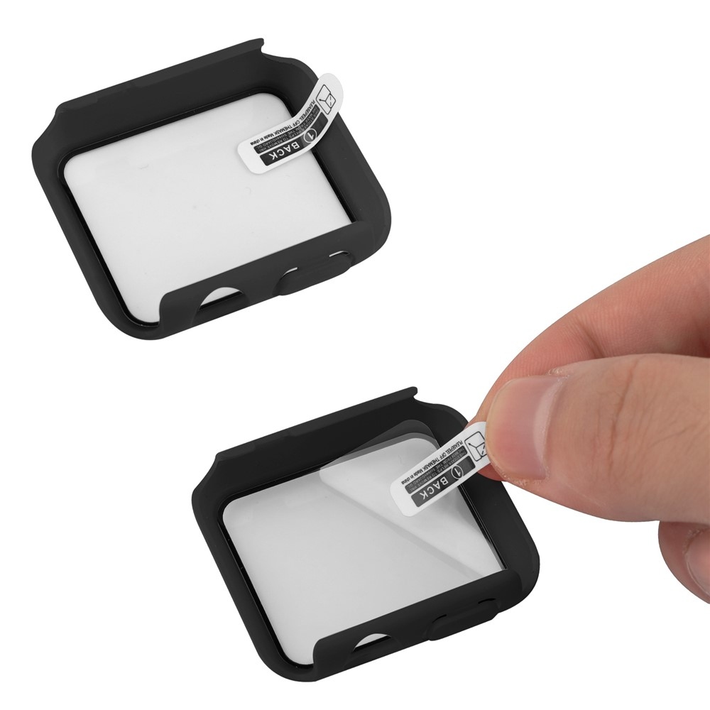 Overall műanyag felcsatolható tok védőüveggel az Apple Watch SE3/SE2/SE1/Watch 6/5/4 40 mm-es modellhez – fekete