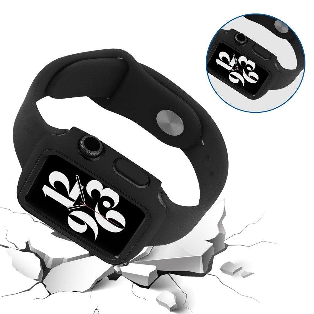 Overall műanyag felcsatolható tok védőüveggel az Apple Watch SE3/SE2/SE1/Watch 6/5/4 40 mm-es modellhez – fekete