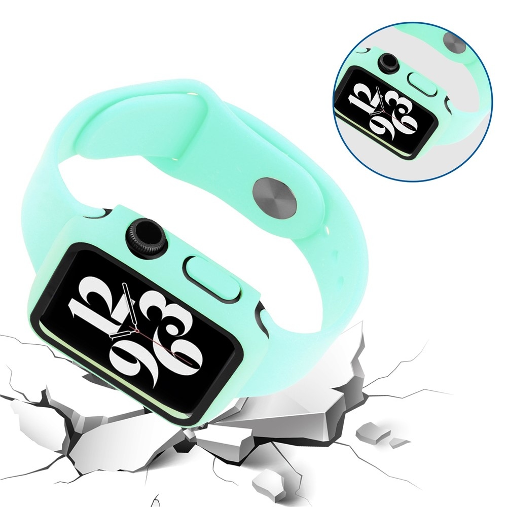Overall műanyag felcsatolható tok védőüveggel az Apple Watch SE3/SE2/SE1/Watch 6/5/4 40 mm-es modellhez – kék-zöld