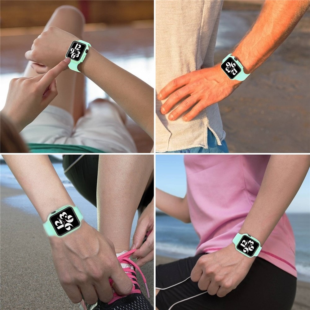 Overall műanyag felcsatolható tok védőüveggel az Apple Watch SE3/SE2/SE1/Watch 6/5/4 40 mm-es modellhez – kék-zöld