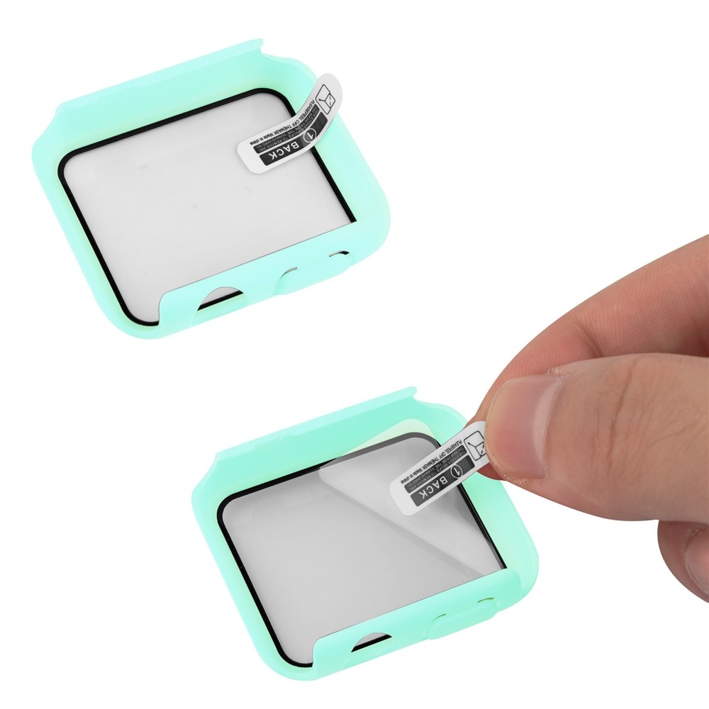 Overall műanyag felcsatolható tok védőüveggel az Apple Watch SE3/SE2/SE1/Watch 6/5/4 40 mm-es modellhez – kék-zöld