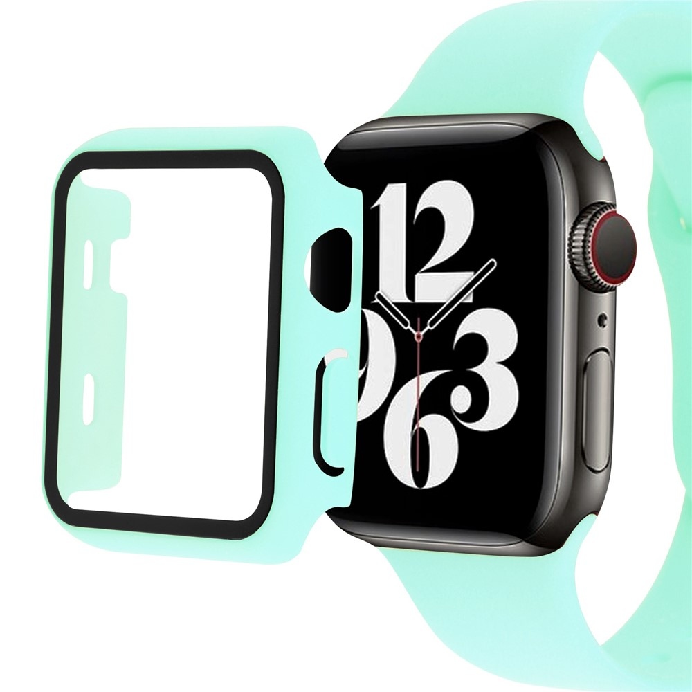 Overall műanyag felcsatolható tok védőüveggel az Apple Watch SE3/SE2/SE1/Watch 6/5/4 40 mm-es modellhez – kék-zöld