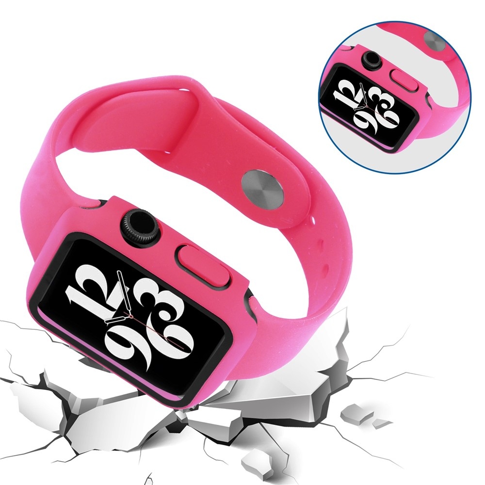 Overall műanyag felcsatolható tok védőüveggel az Apple Watch SE3/SE2/SE1/Watch 6/5/4 40 mm-es modellhez – rózsaszín