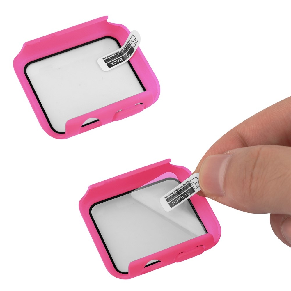 Overall műanyag felcsatolható tok védőüveggel az Apple Watch SE3/SE2/SE1/Watch 6/5/4 40 mm-es modellhez – rózsaszín