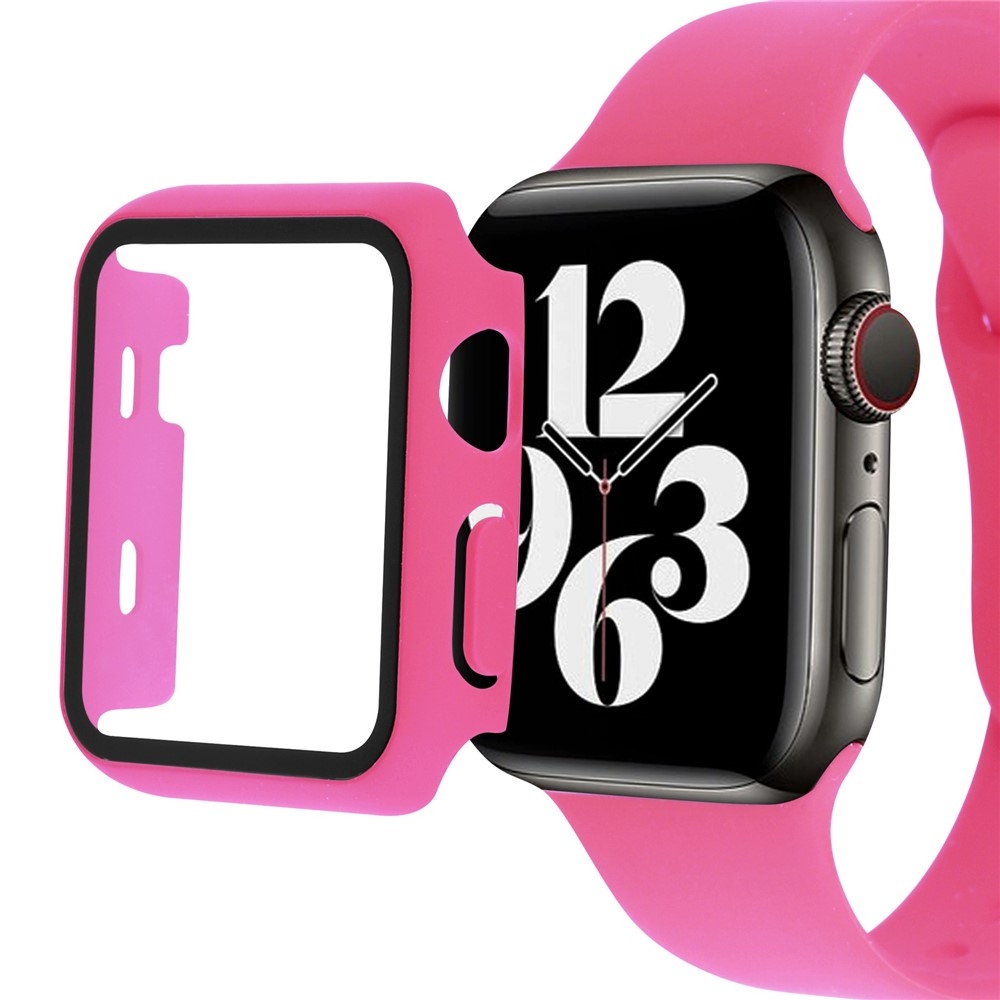 Overall műanyag felcsatolható tok védőüveggel az Apple Watch SE3/SE2/SE1/Watch 6/5/4 40 mm-es modellhez – rózsaszín