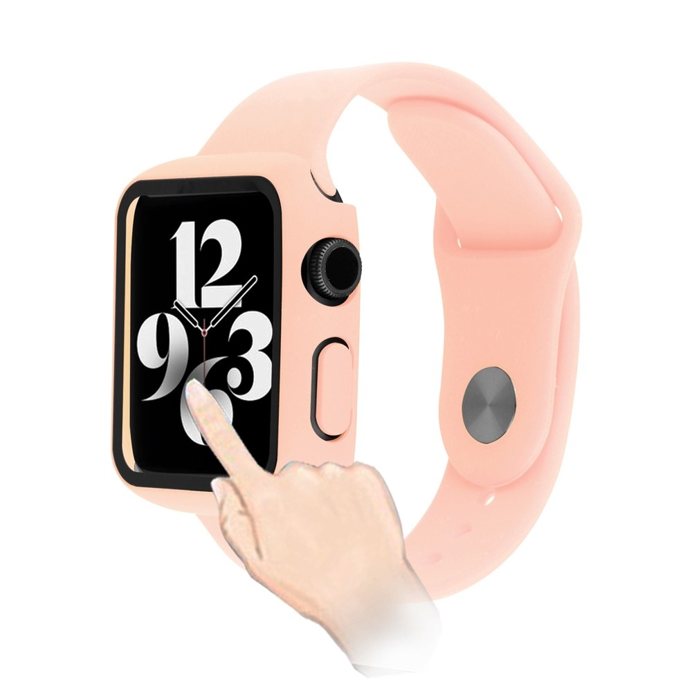 Overall műanyag felcsatolható tok védőüveggel az Apple Watch SE3/SE2/SE1/Watch 6/5/4 40 mm-es modellhez – rózsaszín