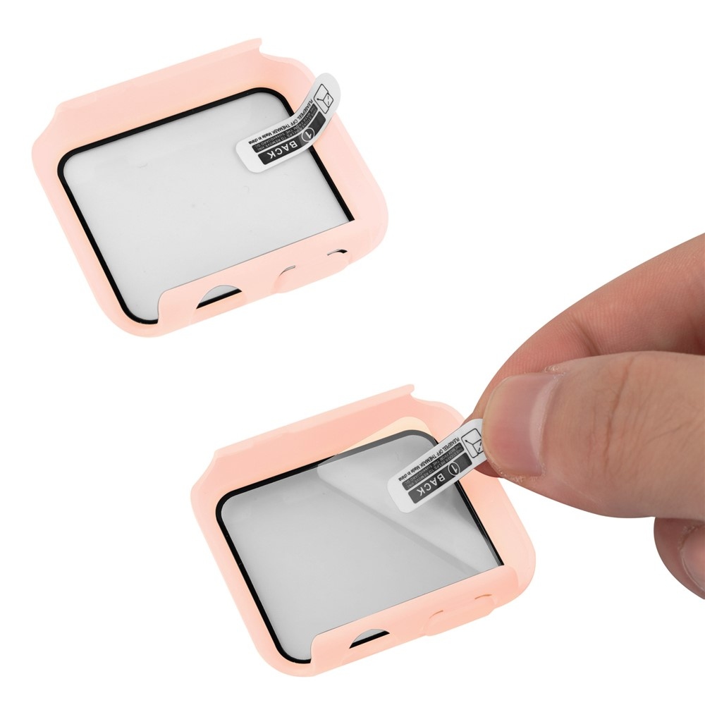 Overall műanyag felcsatolható tok védőüveggel az Apple Watch SE3/SE2/SE1/Watch 6/5/4 40 mm-es modellhez – rózsaszín