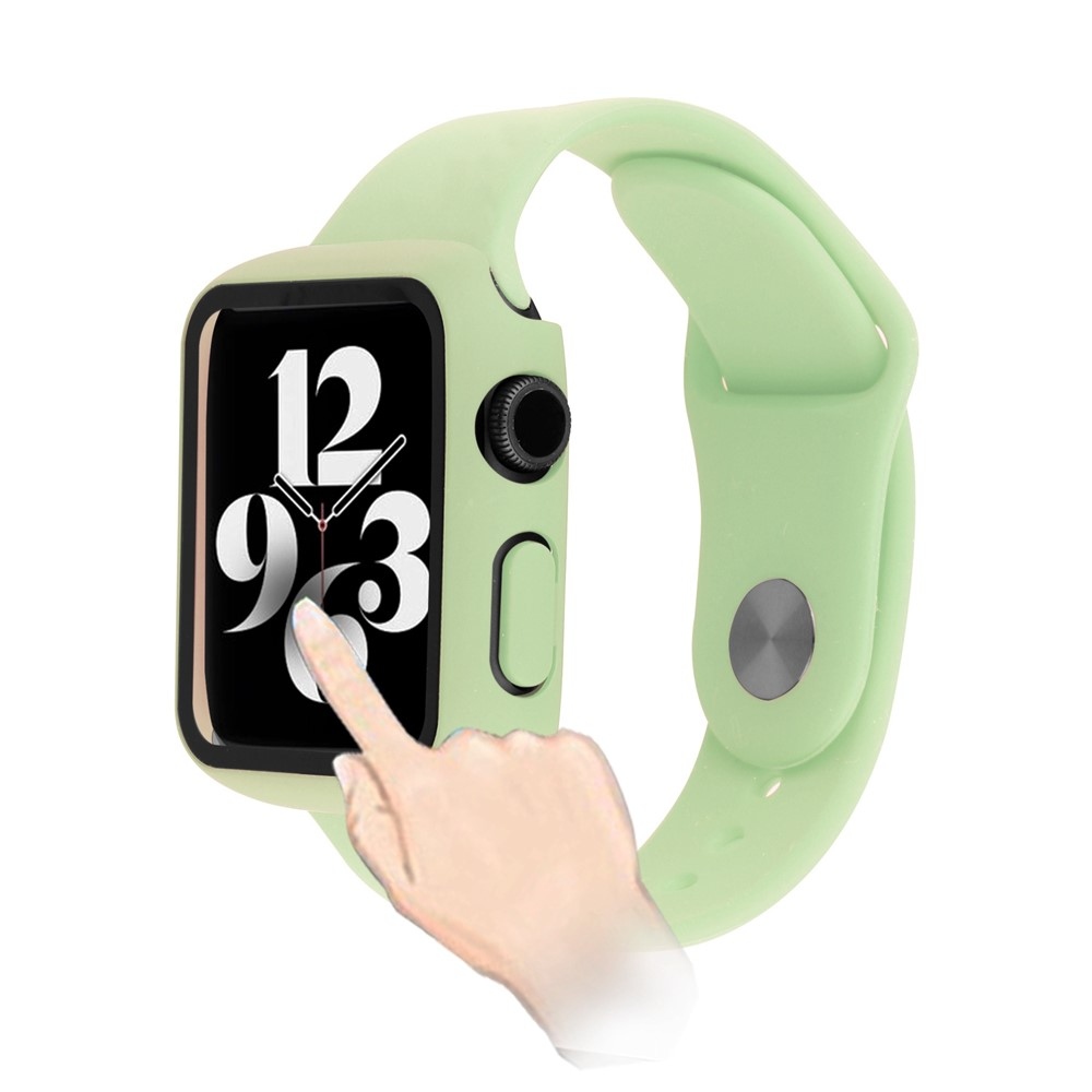 Overall műanyag felcsatolható tok védőüveggel az Apple Watch SE3/SE2/SE1/Watch 6/5/4 40 mm-es modellhez – világoszöld