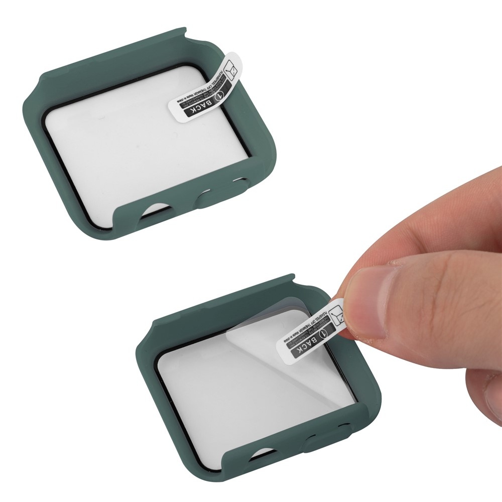 Overall műanyag felcsatolható tok védőüveggel az Apple Watch SE3/SE2/SE1/Watch 6/5/4 40 mm-es modellhez – sötétzöld