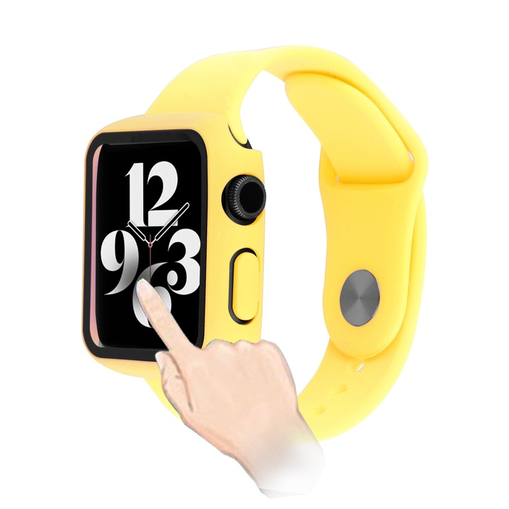 Overall műanyag felcsatolható tok védőüveggel az Apple Watch SE3/SE2/SE1/Watch 6/5/4 40 mm-es modellhez – sárga